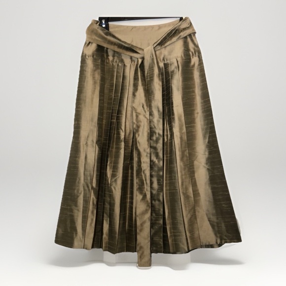 France Andrevie Champagne Wrap Pleated Silk Skirt Size 8 - Picture 1 of 13